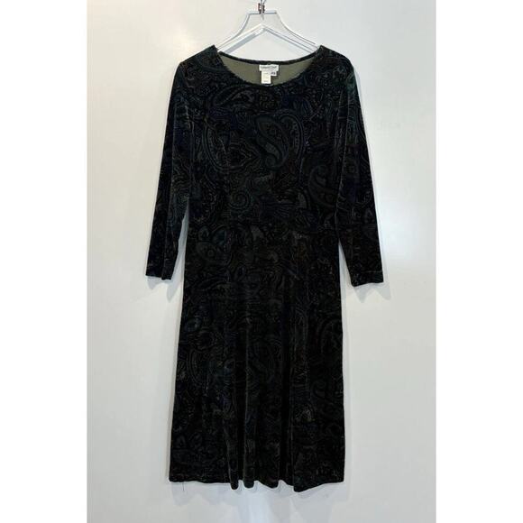 Coldwater‎ Creek Paisley Print Velvet Midi Dress Womens Size PS (1366) - Picture 1 of 5